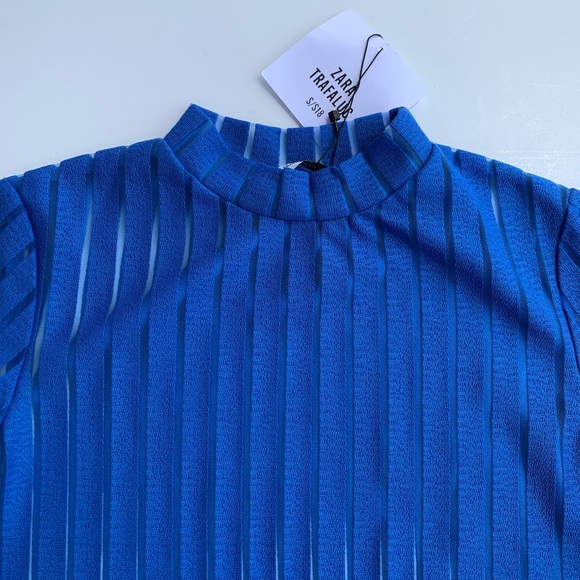 Zara Blue See Through Shirt - Picture 4 of 7